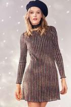 Urban Outfitters Kimchi Blue Melody Stripe Shimmer Mini Dress,black Multi,m