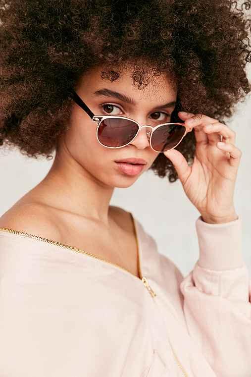Urban Outfitters Camille Painted Half-frame Sunglasses,gold,one Size