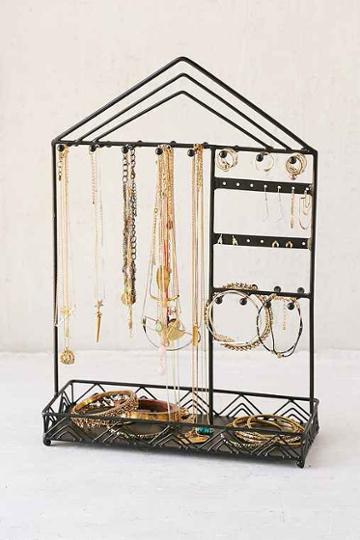 Urban Outfitters Triangle-trim Jewelry Stand,black,one Size