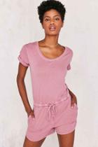 Urban Outfitters Bdg Cuffed Knit Tee Romper,blush,xs