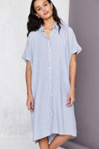 Urban Outfitters Silence + Noise Button-down Cocoon Shirt Midi Dress,blue Multi,xs