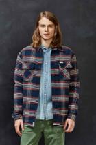 Urban Outfitters Captain Fin Jack Quilted Flannel Button-down Shirt,navy,m