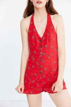 Urban Outfitters Cooperative Parker Button-front Halter Romper,red,m