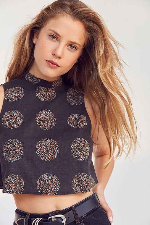 Urban Outfitters Silence + Noise Sydney Cropped Tank Top,black Multi,l