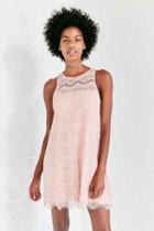 Urban Outfitters Kimchi Blue Sheer Yoke Mini Lace Shift Dress,blush,l