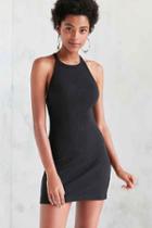 Urban Outfitters Silence + Noise Ribbed High-neck Bodycon Mini Dress,black,xs