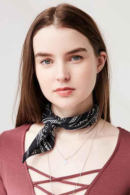 Urban Outfitters Cotton Patterned Square Neck Scarf,black Multi,one Size