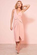 Urban Outfitters Keepsake Without You Asymmetric Surplice Midi Dress,rose,xs