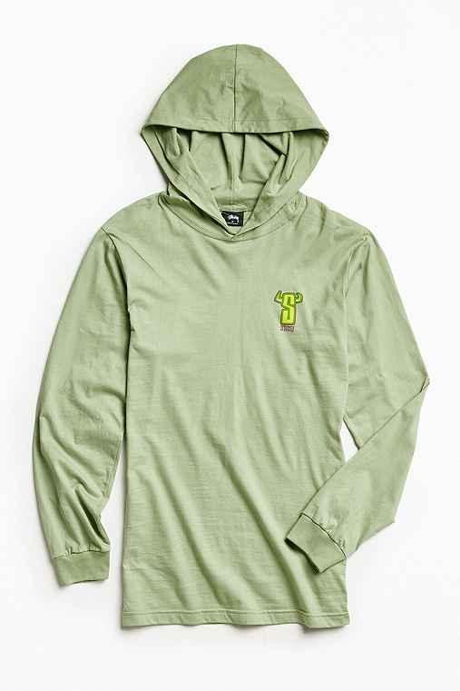Urban Outfitters Stussy S-horns Hooded Long Sleeve Tee,olive,l