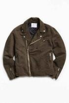 Urban Outfitters Uo Sueded Cotton Moto Jacket,khaki,s