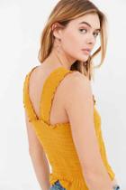 Urban Outfitters Ecote Smocked Y-back Tank Top,gold,xs