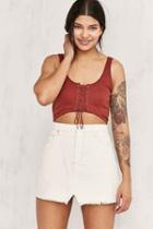 Urban Outfitters Bdg Notched Denim Mini Skirt,ivory,s