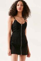 Urban Outfitters Twiin Subtract Zip-front Mini Dress,black,m