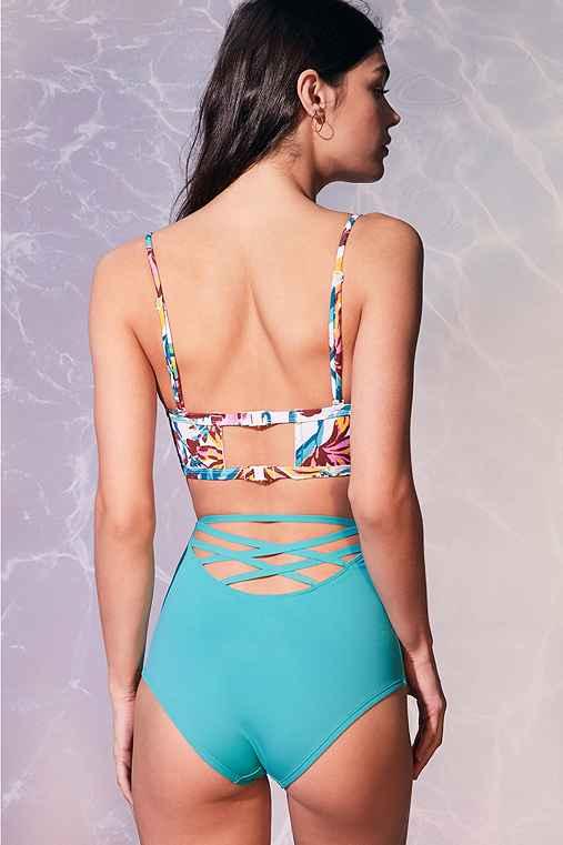 Urban Outfitters Out From Under Strappy Back High-waisted Bikini Bottom,turquoise,s