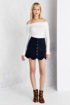 Cooperative Scalloped Button-front Corduroy Mini Skirt