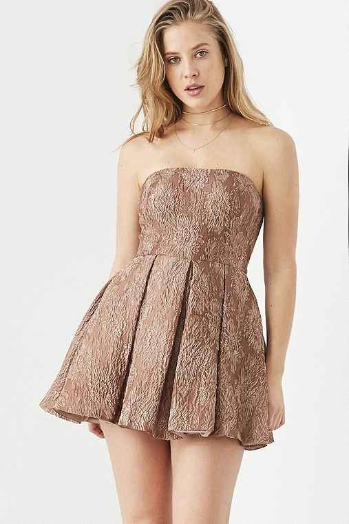 Urban Outfitters Kimchi Blue Coralie Jacquard Skort Romper,brown,2
