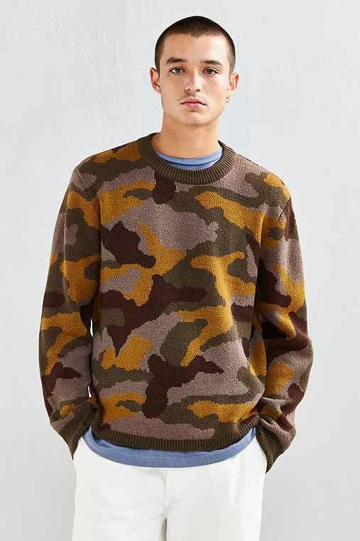 Urban Outfitters Uo Classic Pattern Crew Neck Sweater,green Multi,xl