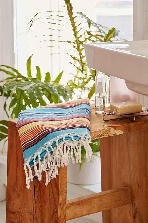 Urban Outfitters Carter Stripe Essential Bath Towel,blue Multi,one Size
