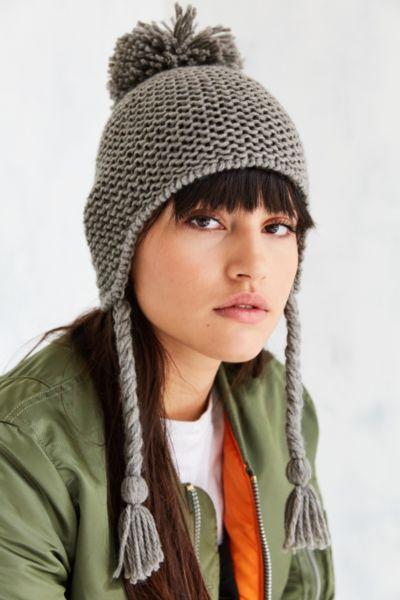 Urban Outfitters Knit Pompom Trapper Hat