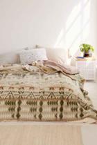 Urban Outfitters Brushed Geo Camp Bed Blanket,cream,full/queen
