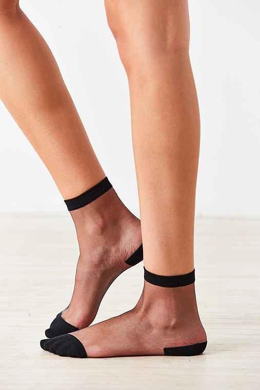 Urban Outfitters Out From Under Monofilament Crew Sock,black,one Size