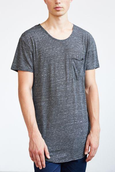 Urban Outfitters Short-sleeve Skinny Stripe Curved Hem Tee