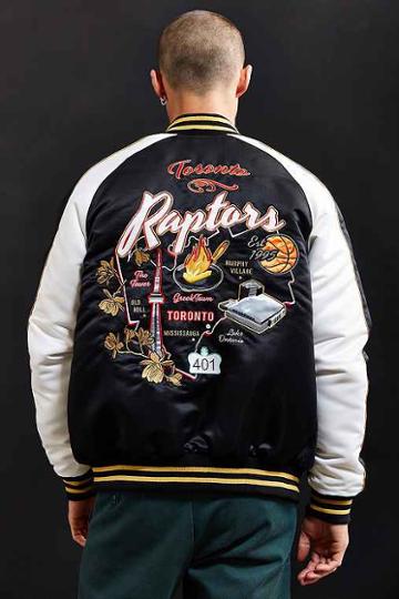 Urban Outfitters Starter X Uo Nba Toronto Raptors Souvenir Jacket,black,xs