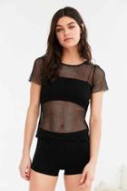 Urban Outfitters Out From Under Layer On Me Fishnet Tee,black,m