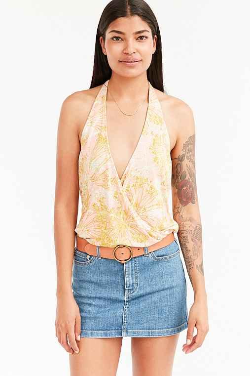 Urban Outfitters Kimchi Blue Caia Drape Halter Top,peach,s