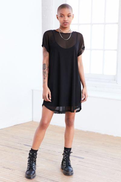 Silence + Noise Mesh T-shirt Mini Slip Dress