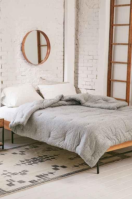 Urban Outfitters T-shirt Heathered Jersey Comforter Snooze Set,grey,king