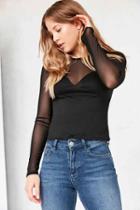 Urban Outfitters Silence + Noise Samantha Mesh Top,black,xs