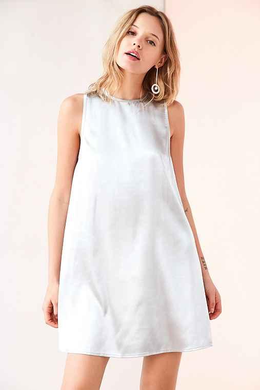 Urban Outfitters Kimchi Blue Carmine Satin Frock Mini Dress,silver,s
