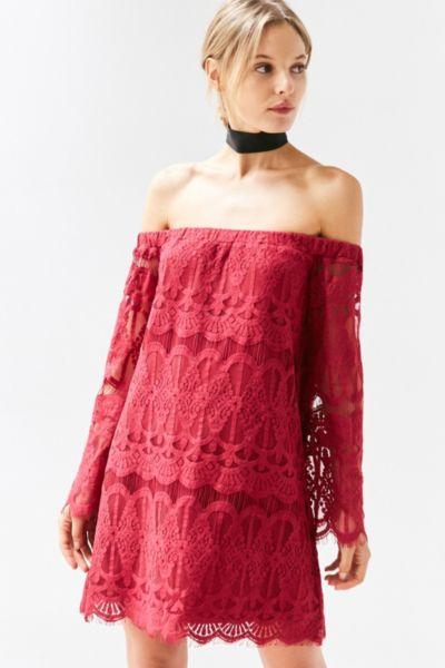 Urban Outfitters Kimchi Blue Lace Off-the-shoulder Mini Dress