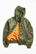 Urban Outfitters Alpha Industries X Uo Monochromatic Hooded L-2b Bomber Jacket,olive,xl