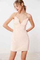 Urban Outfitters Kimchi Blue Scalloped V-neck A-line Mini Dress,rose,8