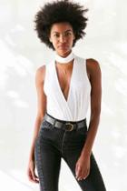 Urban Outfitters Silence + Noise Violet Mock Neck Surplice Top,white,m