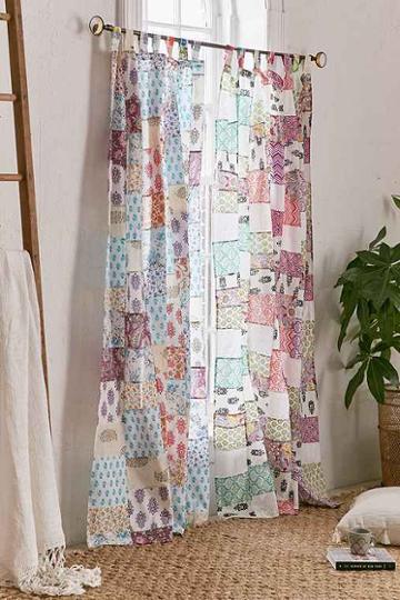 Urban Outfitters Magical Thinking Patchwork Curtain,cream,52x84