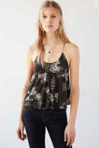 Urban Outfitters Ecote Jodi Floral Babydoll Top,black Multi,xs