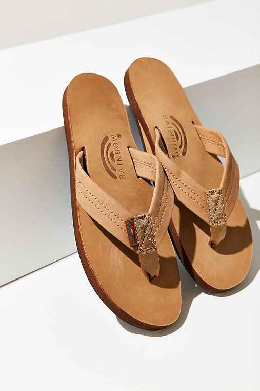 Urban Outfitters Rainbow Premier Leather Flip-flop,light Brown,s