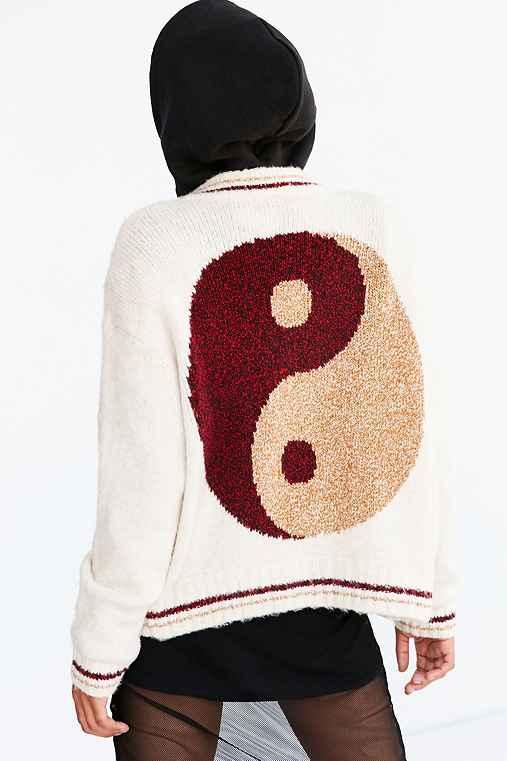 Urban Outfitters Ecote Icon Bomber Sweater,cream Multi,l