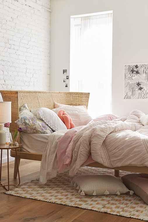 Urban Outfitters Jens Woven Windsor Platform Bed,light Brown,queen