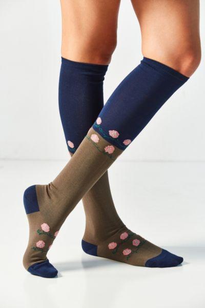 Out From Under Flower Colorblock Knee Sock