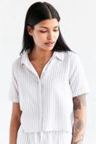 Native Youth Striped Linen Cropped Shirt