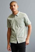 Urban Outfitters Uo Overdyed Pigment Short Sleeve Button-down Shirt,turquoise,s