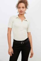 Urban Outfitters Bdg Marsi Rib Knit Polo,ivory,xs