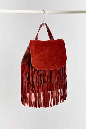 ecote Suede Fringe Backpack,red,one Size