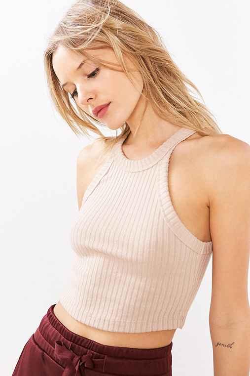 Urban Outfitters Truly Madly Deeply Blakeley High Neck Cropped Top,beige,l