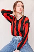 Urban Outfitters Vintage Mesh Stripe Long Sleeve Tee