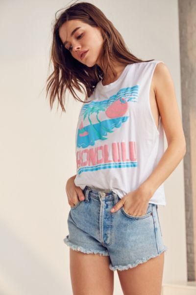 Truly Madly Deeply Honolulu Puff Print Muscle Tank Top